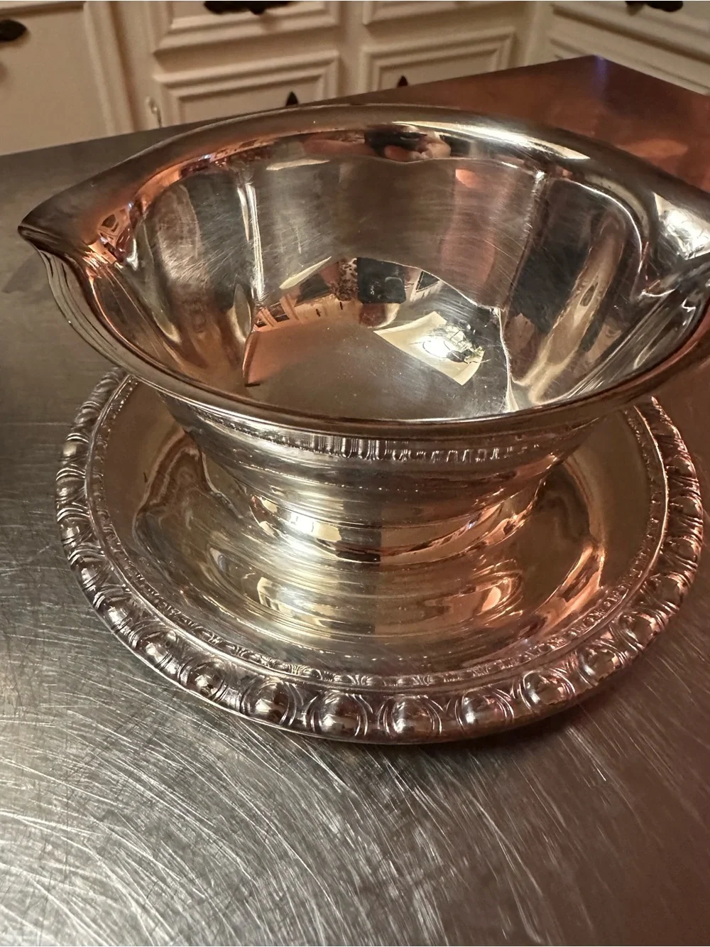 7 inchElegant Silver-Plated Saucepan /Gravy Boat - Silver